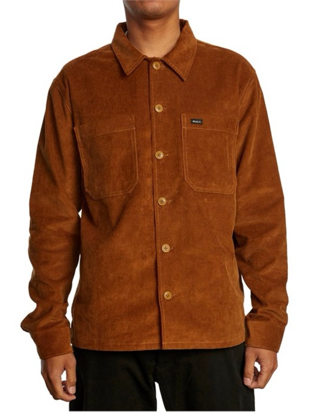 RVCA Men’s Americana Corduroy Overshirt/Shacket - Chestnut Brown